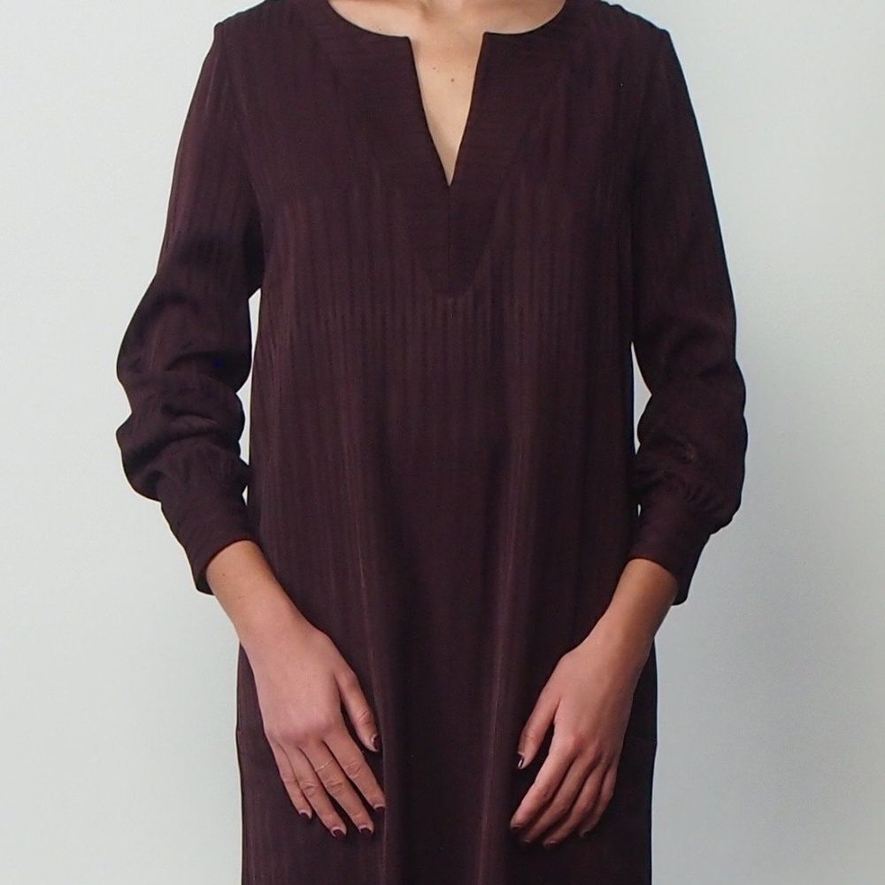 Anne Willi Mexico Purple Satin Stripe Dress Sz 0‎